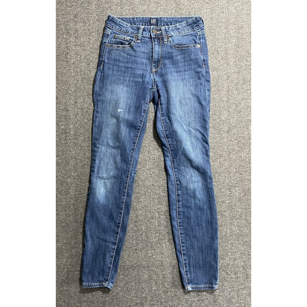Gap Jeans Womens Blue Denim Cotton Pockets Mid Rise Straight Leg Size 26 R